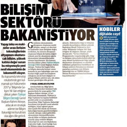 Bilişim Sektörü Bakan İstiyor – Yeni Şafak
