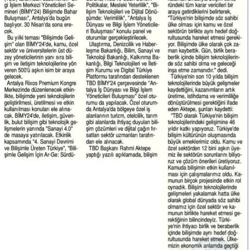 Bilişimciler Antalya’da Buluşuyor – Son Saat