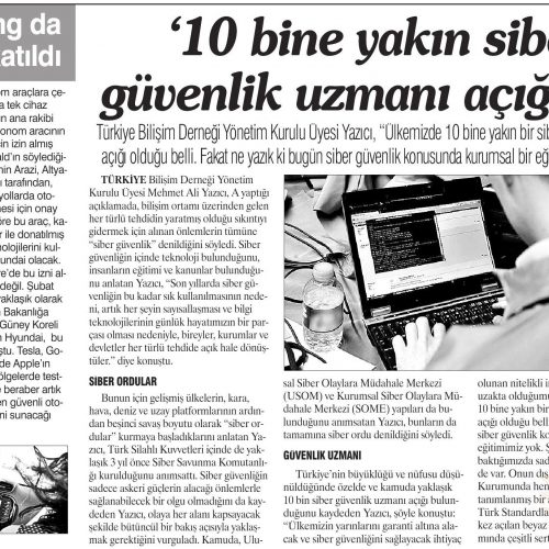 10 Bine Yakın Siber Güvenlik Uzmanı Açığı Var
