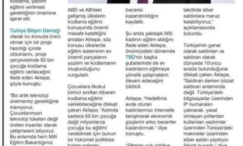 TBD 50 Bin Çocuğa Kodlama Eğitimi Verecek – Mardin Haber