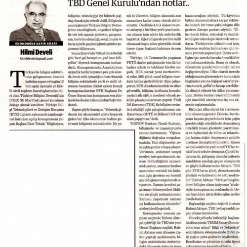 TBD Genel Kurulu’ndan Notlar – Dünya
