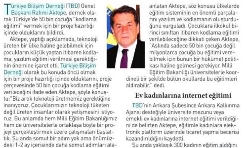 TBD’den 50 Bin Çocuğa Kodlama Eğitimi – Yeni Söz Gazetesi