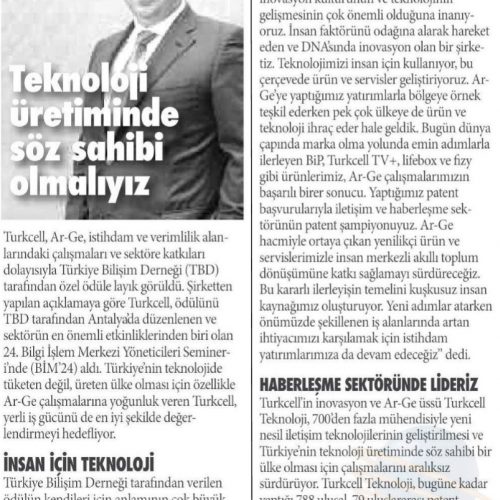 Bilişim Sektöründe Söz Sahibi Olmalıyız – A Gazete