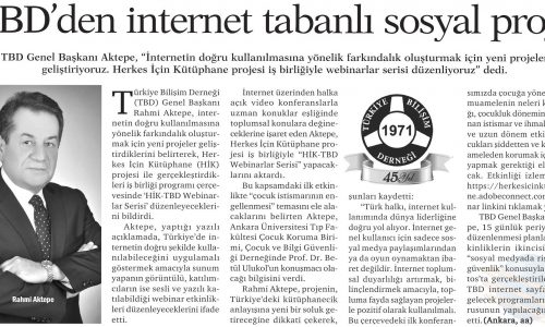 TBD’den İnternet Tabanlı Sosyal Proje