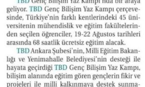 TBD, Gençlerle Bilişim Rüzgarı Estirecek – TİCARET GAZETESİ (İZMİR)