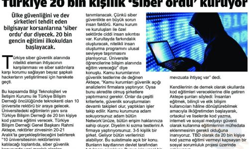 Türkiye 20 Bin Kişilik ‘Siber Ordu’ Kuruyor – YENİ AFŞİN