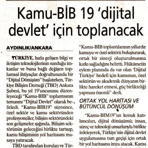 Kamu-BİB 19 ‘Dijital Devlet’ İçin Toplanacak – AYDINLIK