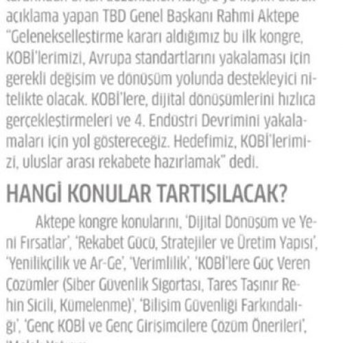 KOBİ’leri Atağa Kaldıracak Kongre – Star Gazetesi