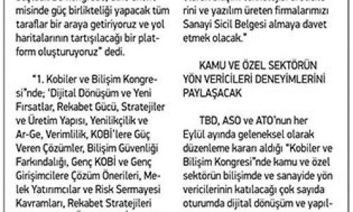 KOBİLER ve BİLİŞİM – KAYSERİ ANADOLU GAZETESİ