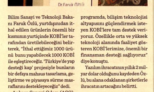 KOBİ’lerimize ‘Türkiye’de Yapın Desteği Kapın’ Diyoruz – DÜNYA GAZETESİ