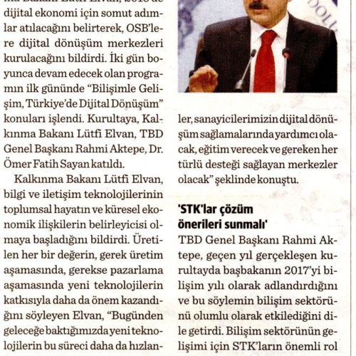 OSB’lere Dijital Dönüşüm Merkezi kurulacak – DÜNYA