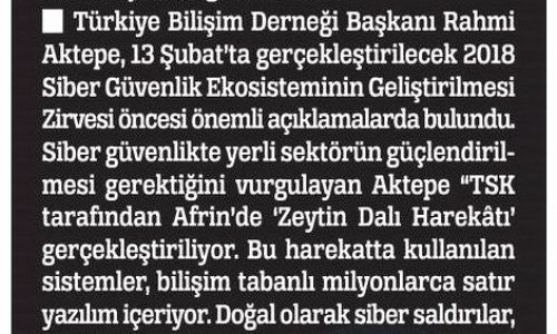 Siber Güvenlik Askeri Sistemlere Milli Kalkan Şart – TÜRKİYE GAZETESİ