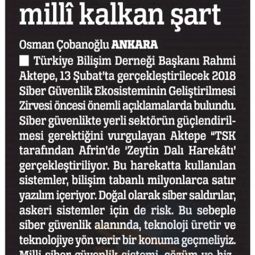 Siber Güvenlik Askeri Sistemlere Milli Kalkan Şart – TÜRKİYE GAZETESİ