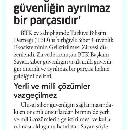 Siber Güvenlik Milli Güvenliğin Ayrılmaz Bir Parçasıdır – YENİSÖZ GAZETESİ