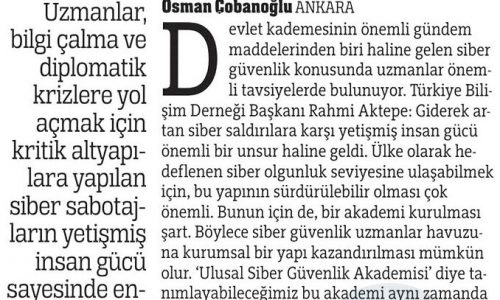 Siber Güvenlik Akademisi Kurmanın Zamanı Geldi – TÜRKİYE GAZETESİ