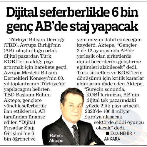 Dijital Seferberlikle 6 Bin Genç AB’de Staj Yapacak – HABERTÜRK