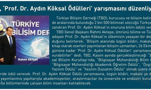 TBD, ‘Prof. Dr. Aydın Köksal Ödülleri’ Yarışmasını Düzenliyor – KOBİEFOR DERGİSİ