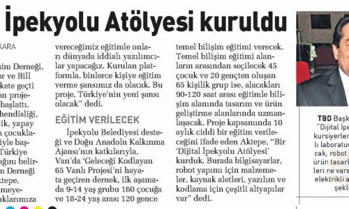 Dijital İpekyolu Atölyesi Kuruldu – SABAH GAZETESİ