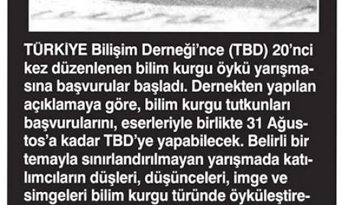 TBD Bilim Kurgu Öykü Yarışması – GÜNBOYU GAZETESİ