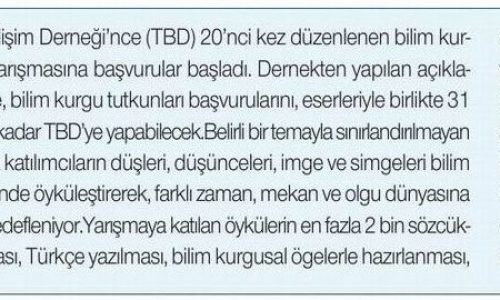 “TBD Bilim Kurgu Öykü Yarışması”na Başvurular Başladı – HÜRSES GAZETESİ