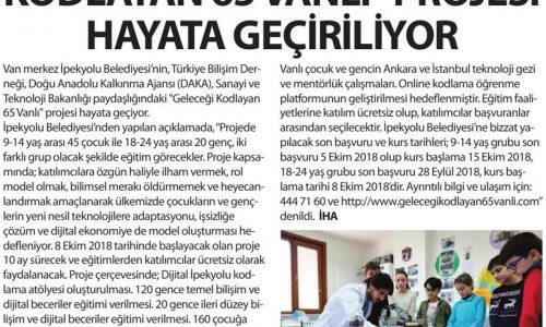 İpekyolu’nda “Geleceği Kodlayan 65 Vanlı” Projesi Hayata Geçiyor – OLAY GAZETESİ