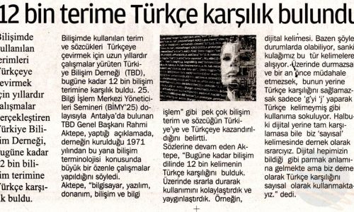 12 Bin Terime Türkçe Karşılık Bulundu – KARTAL GAZETESİ