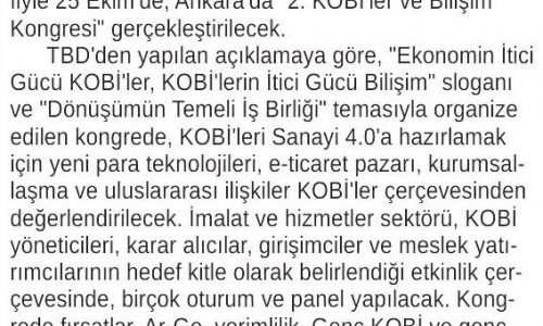 “KOBİ’ler ve Bilişim” Başkentte Mercek Altına Alınacak – ANKARA 24 SAAT