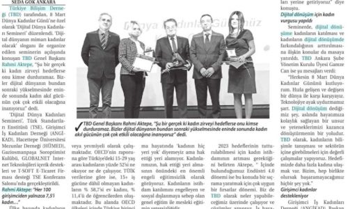 Dijital Dünyanın Mimarı Kadınlar Olacak – TİCARET GAZETESİ (İZMİR)