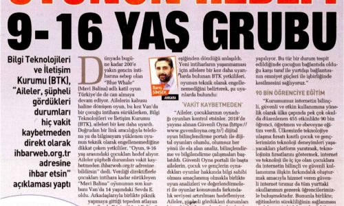 Oyunun Hedefi 9-16 Yaş Grubu – SABAH GAZETESİ