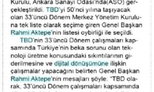 Türkiye Bilişim Derneği Genel Başkanı Rahmi AKTEPE Güven Tazeledi – ZAFER