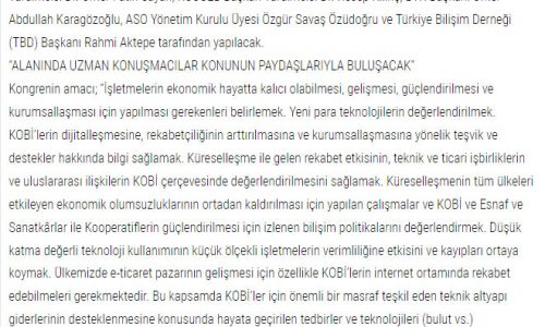 3. Ankara Kobiler ve Bilişim Kongresi 19 Eylül’de BTK’da Düzenlenecek – ZAFER