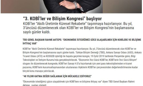 “3. KOBİ’ler ve Bilişim Kongresi” Başlıyor – ANADOLU GAZETESİ