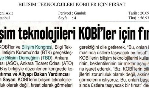 Bilişim Teknolojileri KOBİ’ler için Fırsat – YENİ AKİT