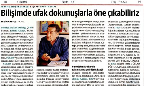 Bilişimde Ufak Dokunuşlarla Öne Çıkabiliriz – DÜNYA GAZETESİ