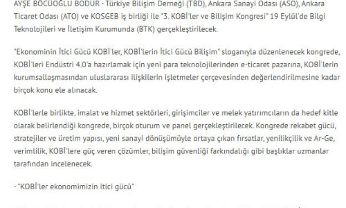 KOBİ’lere Bilişim Desteği Artacak – FİNANS MYNET