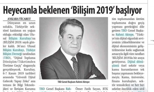 Heyecanla Beklenen ‘Bilişim 2019’ Başlıyor – TİCARET GAZETESİ (İZMİR)