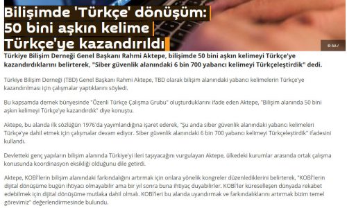 Bilişimde ‘Türkçe’ Dönüşüm: 50 bini Aşkın Kelime Türkçe’ye Kazandırıldı – SPUTNIK NEWS