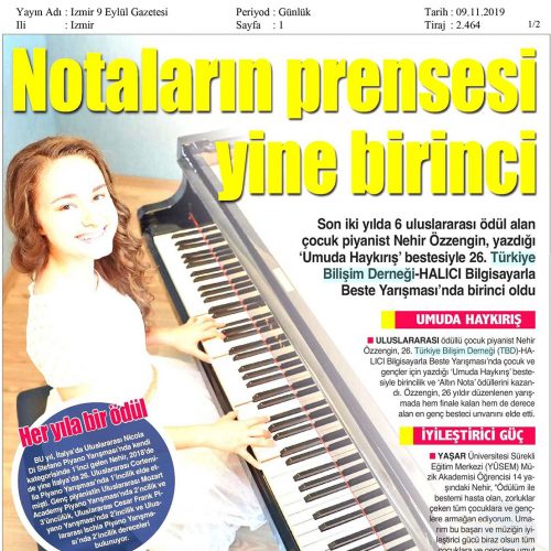 Notaların Prensesi Yine Birinci – İZMİR 9 EYLÜL GAZETESİ