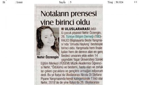 Notaların Prensesi Yine Birinci Oldu – YENİ ASIR