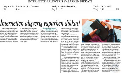 İnternetten Alışveriş Yaparken Dikkat – SİİRT’TE SON SÖZ GAZETESİ
