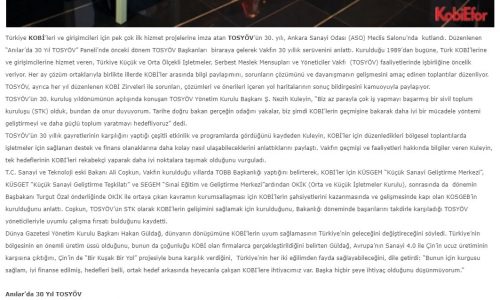 TOSYÖV 30 Yaşında – KOBİ EFOR