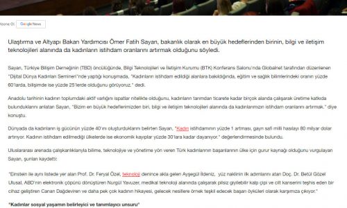 Hedefimiz Teknoloji Alanında Da Kadınların İstihdam Oranını Artırmak – HÜRRİYET