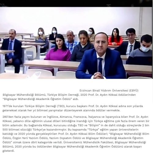 Türkiye Bilişim Derneğinden Bilgisayar Mühendisliği Bölümüne Ödül – TOKATTAN