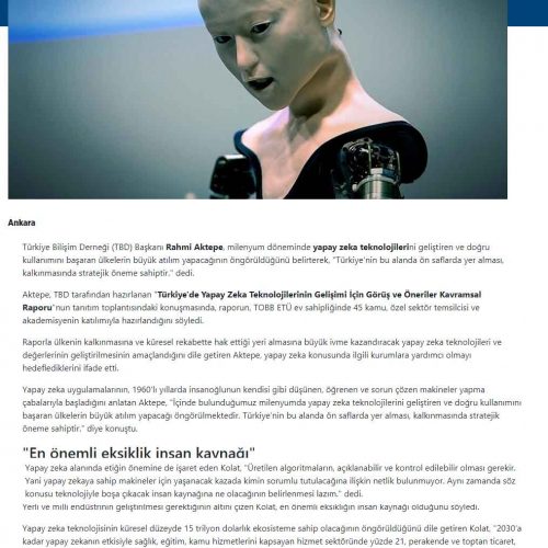 Türkiye’nin Yapay Zeka Alanında Ön Saflarda Yer Alması, Kalkınmasında Stratejik Öneme Sahip – ANADOLU AJANSI