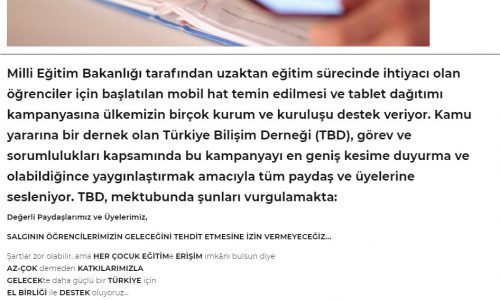 TBD’den MEB’in tablet dağıtımı kampanyası için çağrı! – BT Haber