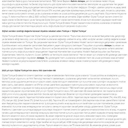 ‘Dijital Türkiye Endeksi Projesi’ Hayata Geçirildi – BT HABER