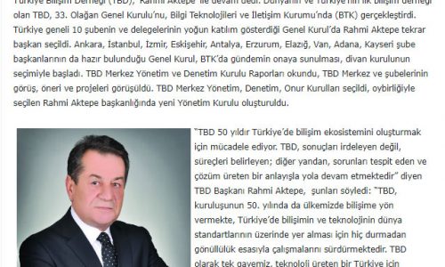 Yeniden Türkiye Bilişim Derneği (TBD) Başkanı seçilen Rahmi Aktepe: “Tek gayemiz; teknoloji üreten bir Türkiye” – KOBİ EFOR