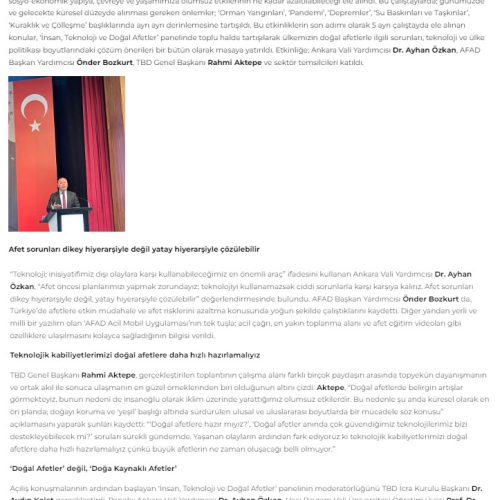 Afet Yönetiminde Dijital Dönüşüm Veri Temelli Bir Yapılanmada Olmalı – BT HABER