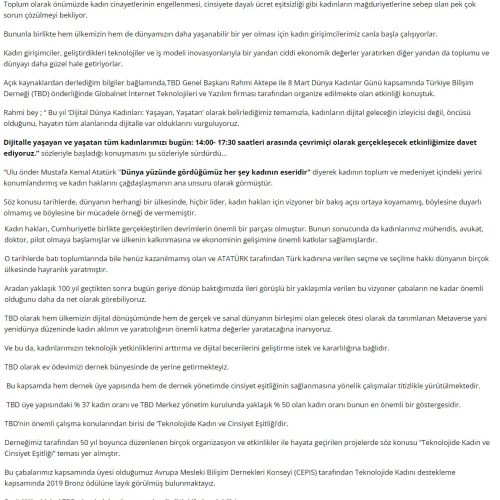 “Dijital Dünya Kadınları” Etkinliği… – DÜNYA