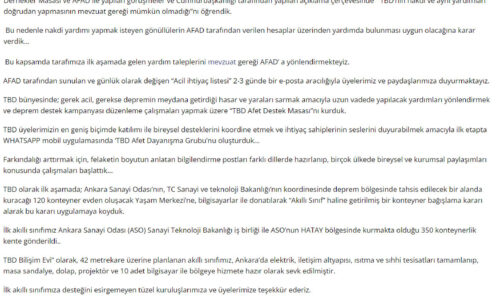 Türkiye Bilişim Derneği depremzede çocuklarımıza “ Bilişim Evi” yapıyor… – EKONOMİM